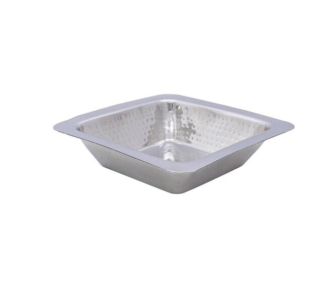 Plat de service carré martelé en acier inoxydable pour entrée n° 1, 355 ml, 6