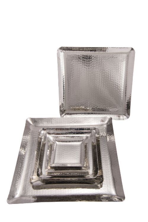 Stainless Steel Hammered Mini Square Serving Platter, 4 x 4