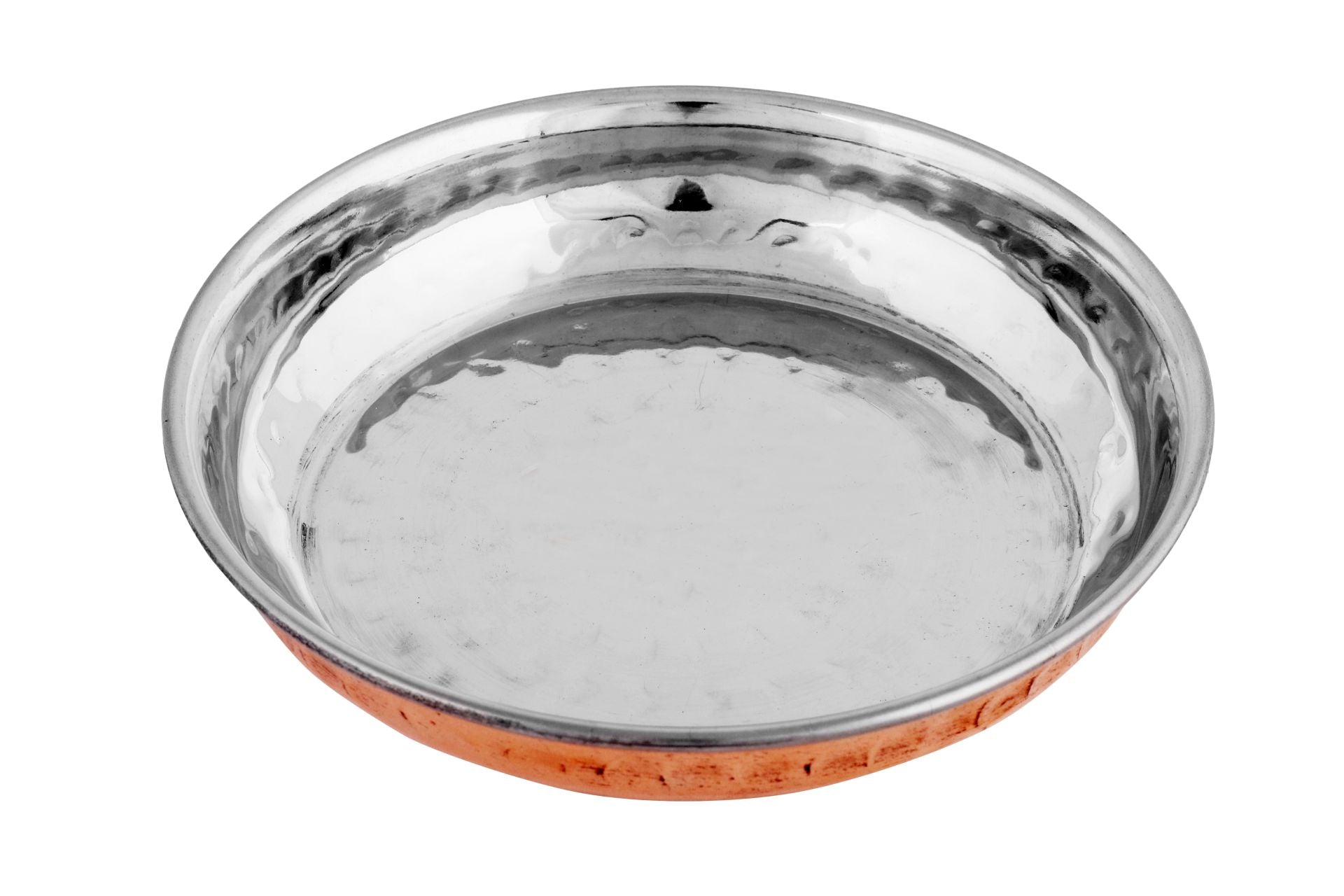 Copper Stainless Steel Hammered Halwa Plate or Dessert Plate, 150 ML, Round, D/W, 4.75