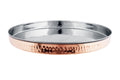 Hammered Double Wall Copper Stainless Steel Round Thali, 13, Upright Rim Thali