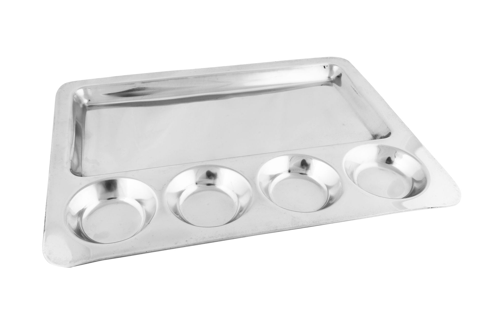 Stainless Steel Rectangle Dosa Plate / Thali, 5 Compartments, 16.5", Extra Heavy Duty