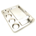 Stainless Steel Rectangular Mess Thali Plate, 6 Compartments, 16.5"