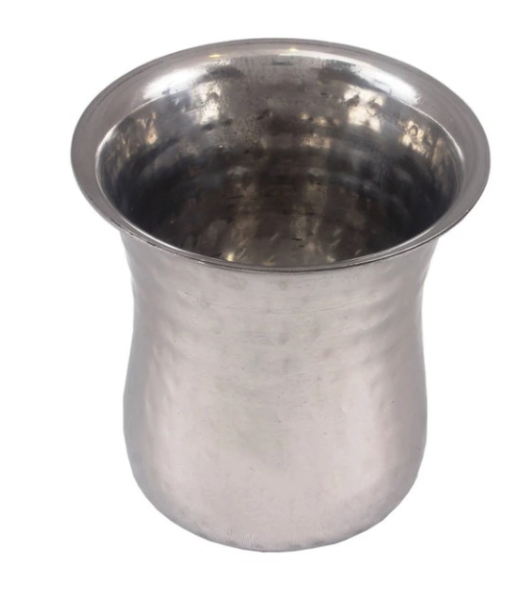 Stainless Steel Hammered Curved Water Glass Tumbler, 300 ML
