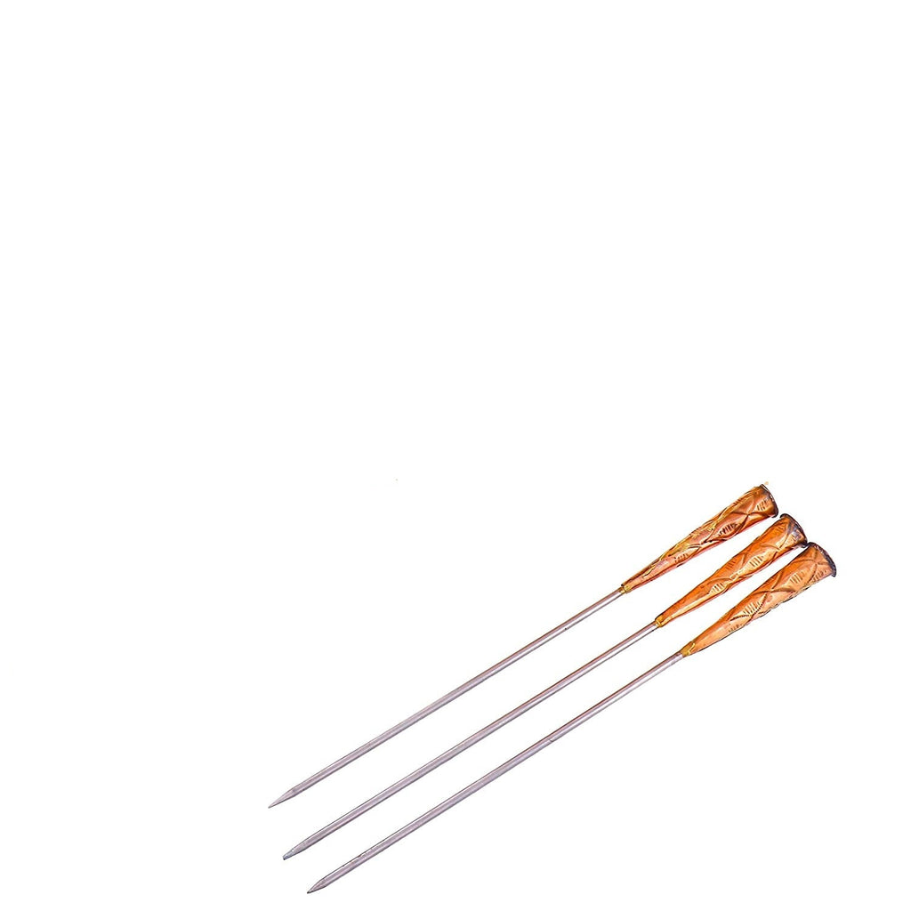 Copper Tandoor, Hammered Serving Table Tandoor with Wooden Tray & 3 BBQ Skewers