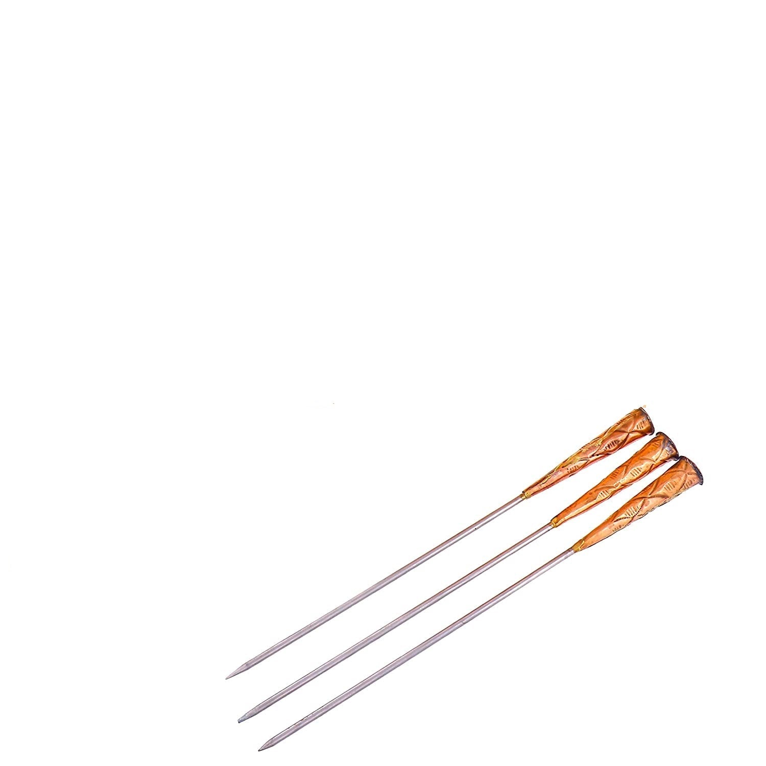 Copper Tandoor, Hammered Serving Table Tandoor with Wooden Tray & 3 BBQ Skewers