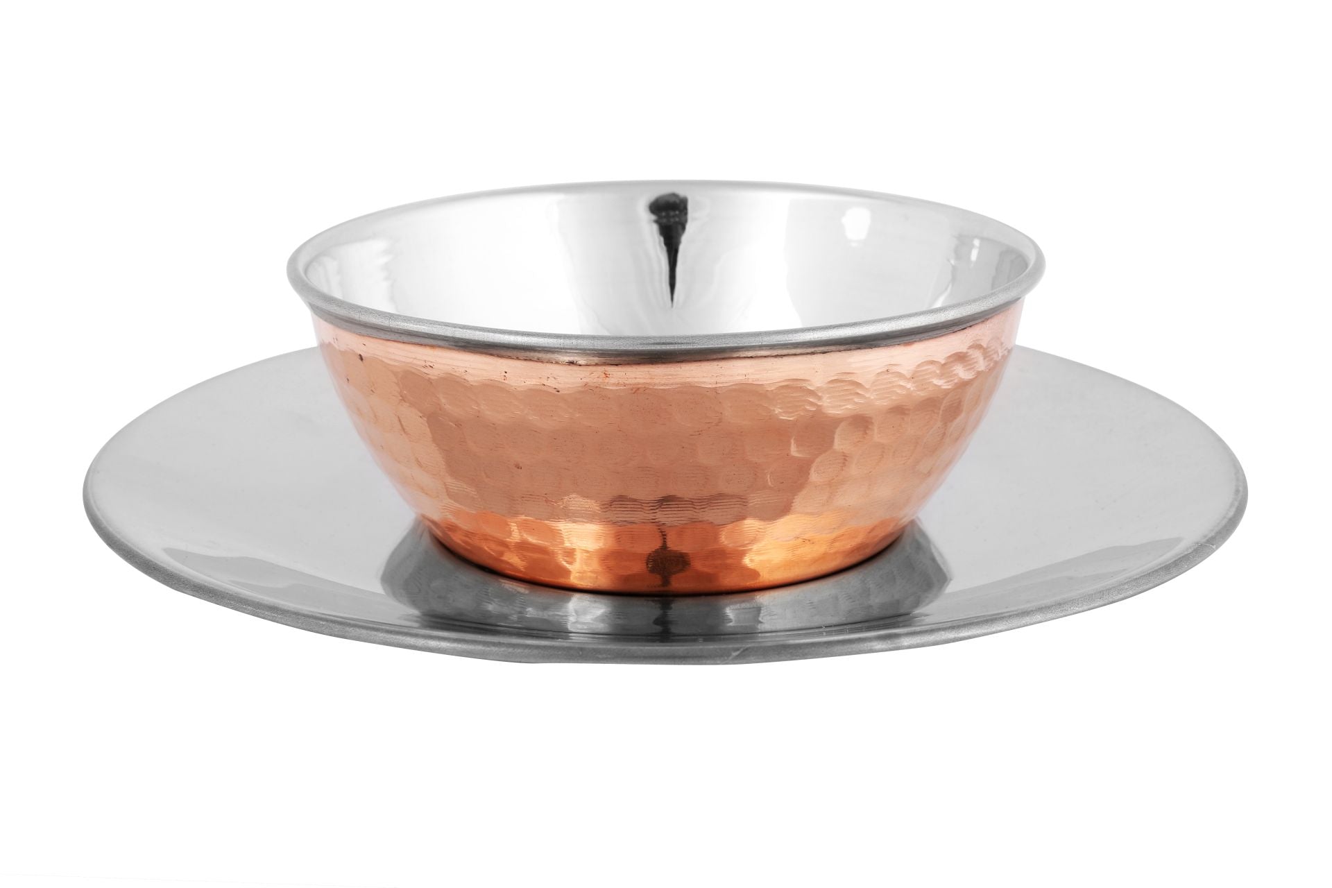 Copper Stainless Steel Hammered Soup Bowl with Under-liner, 240 ML, D/W