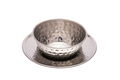 Stainless Steel Hammered Soup Bowl Set with Plate, 300 ML