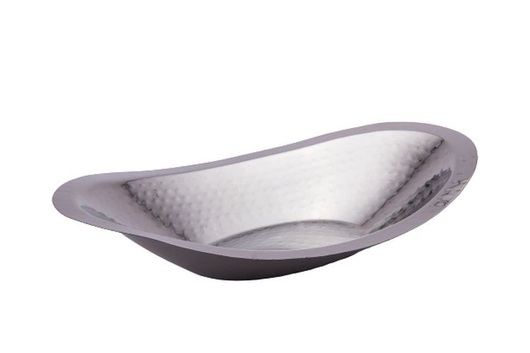 Hammered Oval Shape Bread Basket, Stainless Steel, 9.25
