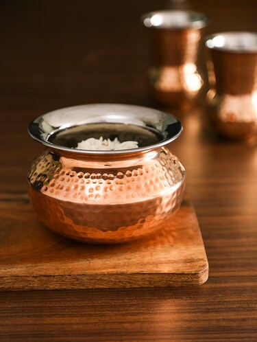 Copper Stainless Steel Hammered Handi #1, 415 ML, Serveware, D/W, 4"