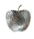 Plat décoratif en acier inoxydable en forme de pomme avec pétiole en laiton, 9,5