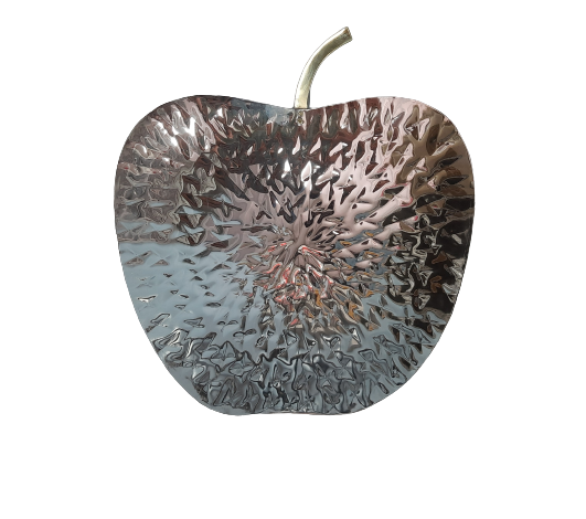 Stainless Steel Apple Shape Decorative Platter with Brass Petiole, 9.5