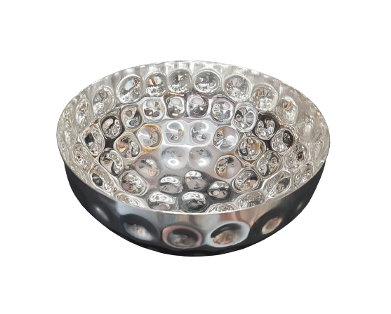 Bol décoratif rond en acier inoxydable, motif à pois, 6,5, base en laiton