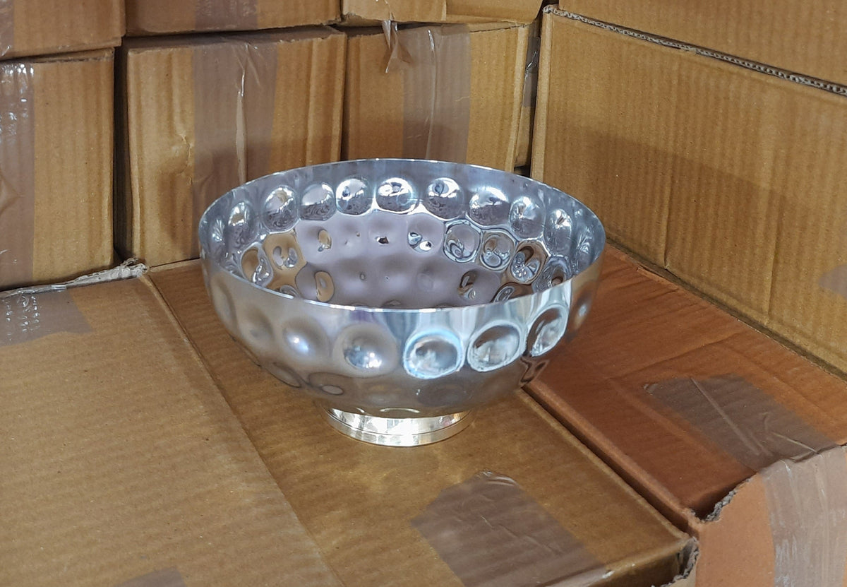 Bol décoratif rond en acier inoxydable, motif à pois, 6,5, base en laiton