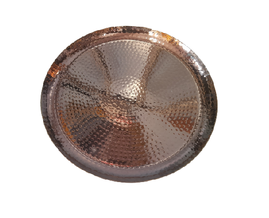Rose Gold Finish Round Hammered Plate or Platter, Stainless Steel, Sizes Available