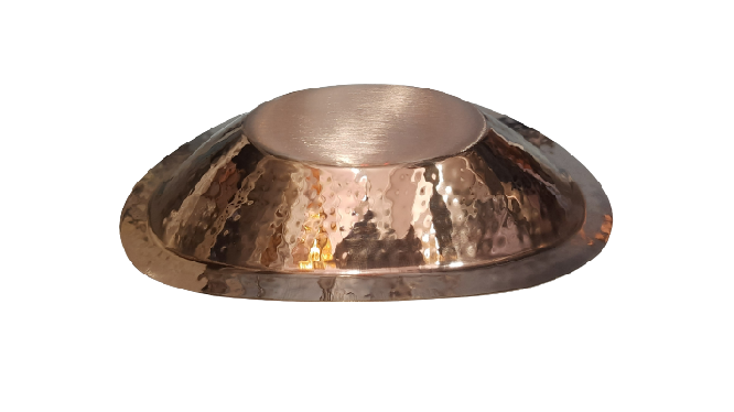 Rose Gold Finish Hammered Oval Bread Basket, Stainless Steel, PVD Coating