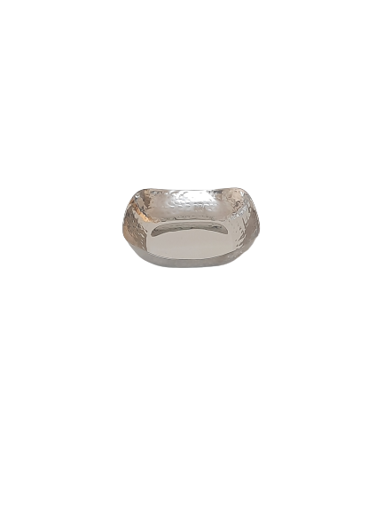 Hammered Square Shape Serving Deep Plate, 4, 150 ML, Stainless Steel