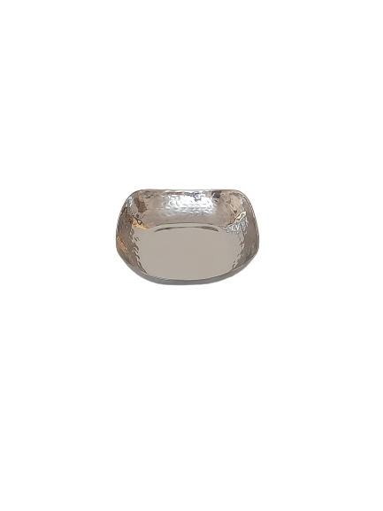 Hammered Square Shape Serving Deep Plate, 4, 150 ML, Stainless Steel