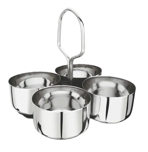 Stainless Steel Food Serving Set, 4 Bowls with Handle, Heavy Duty, 4