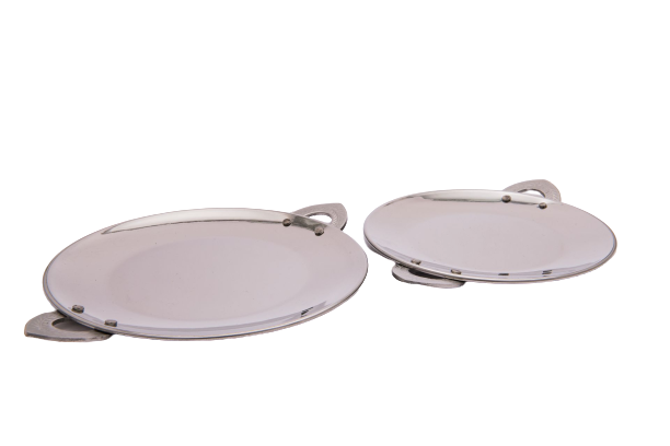 Stainless Steel Hammered Tawa Platter with Handle #1, 7, Double Wall