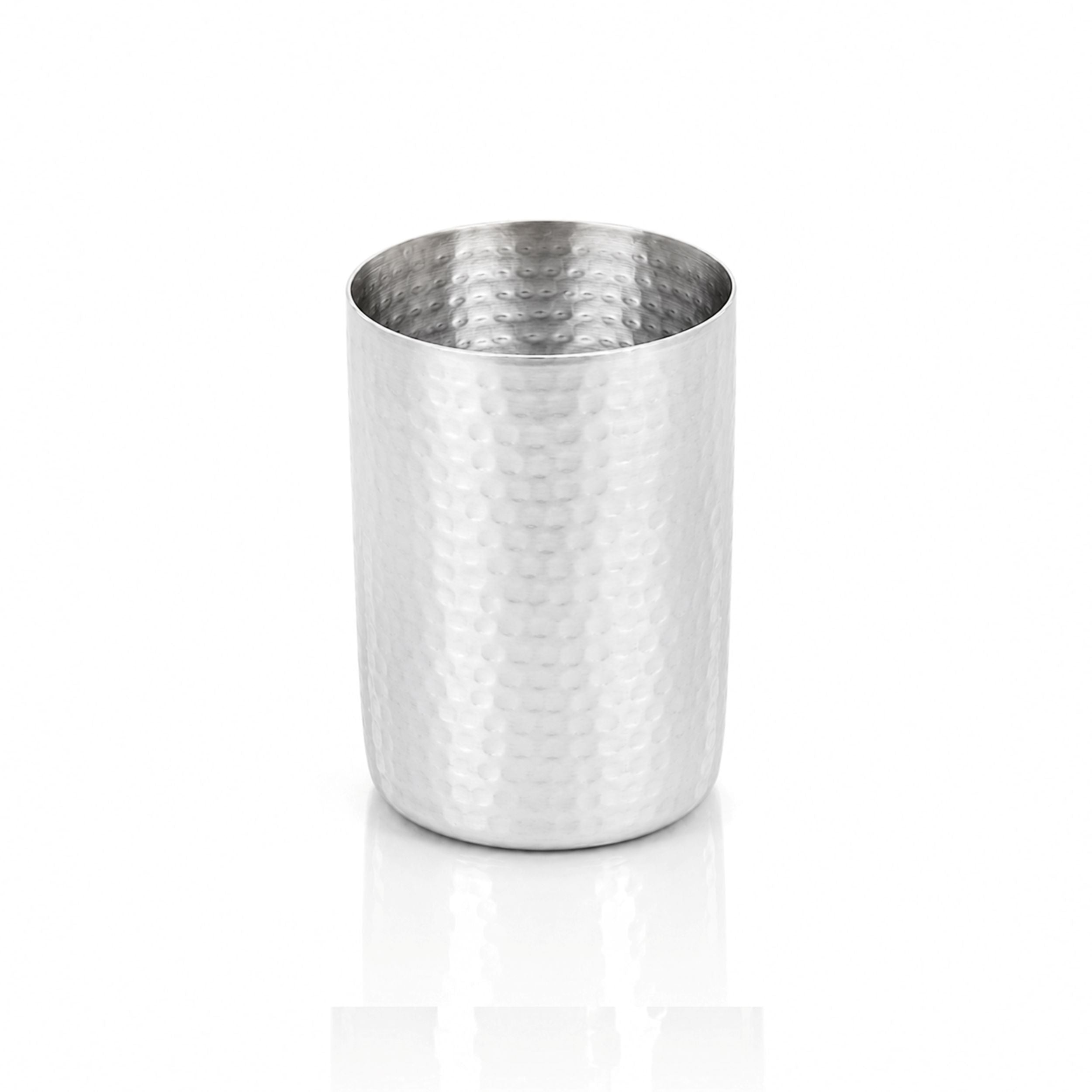Stainless Steel Hammered Flat Water Glass, 300 ML, Round