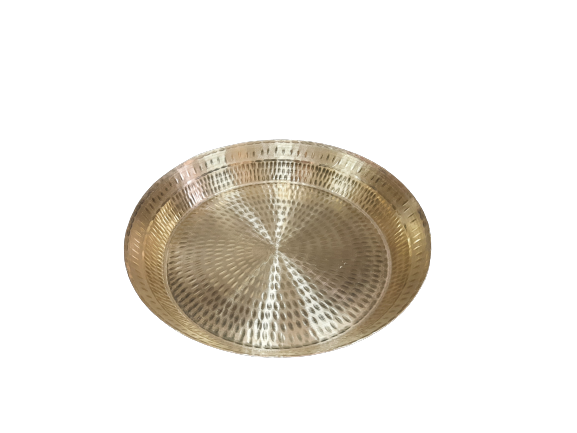 Brass Parat / Thali, Hammered Pattern, Heavy Duty, 13 (33 cm) Round