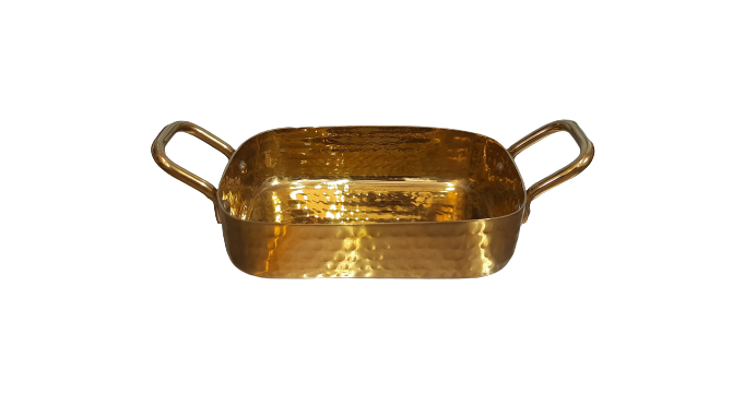 Hammered Gold Finish PVD Coating Rectangle Shape Serving Pan, 500 ml, 700 ml, 900 ml, Stainless Steel