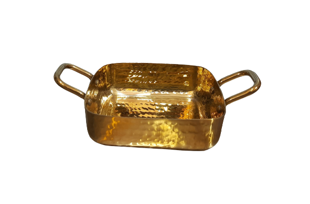 Stainless Steel Gold Finish Square Serving Pan, 500 ml, 700 ml, 1000 ml, Hammered