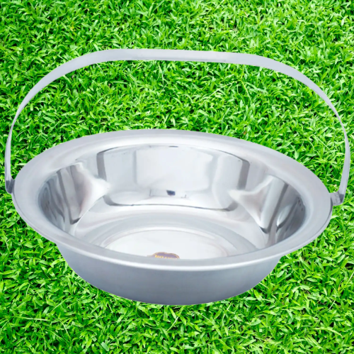 Stainless Steel Basin Bowl with Handle for Serving, 14 Round