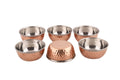 Copper / Stainless Steel Double Wall Hammered Omega Katori Bowl, 135 ML, 3