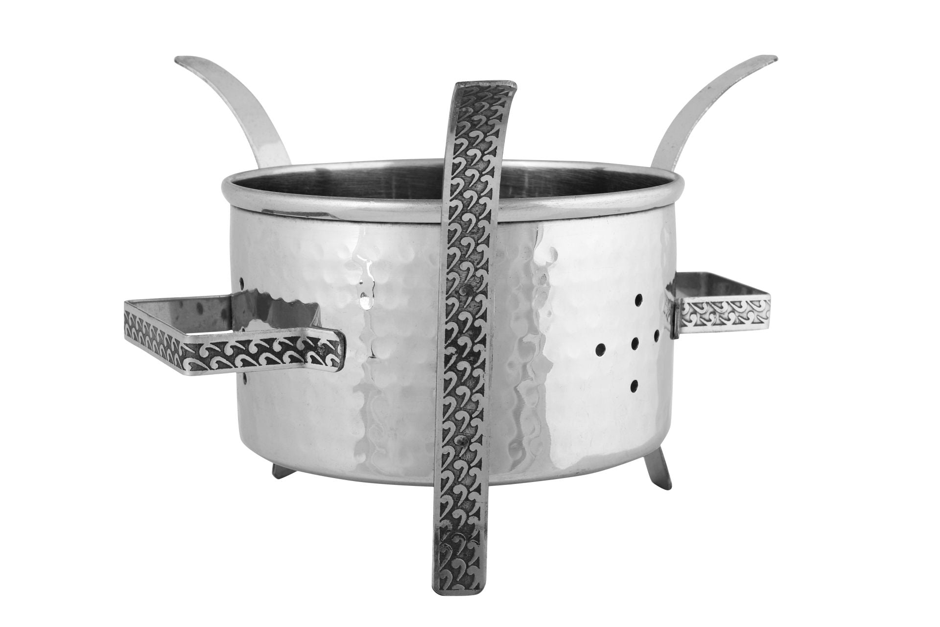 Stainless Steel Hammered Sigdi or Sigri Angeethi with Handle #1, 3.5