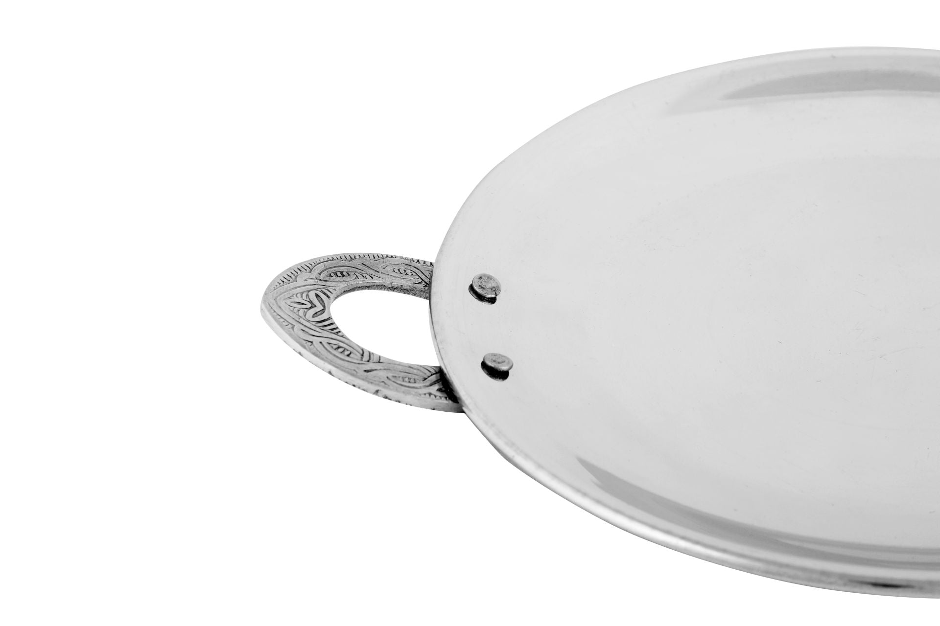 Stainless Steel Hammered Tawa Platter with Handle #1, 7, Double Wall