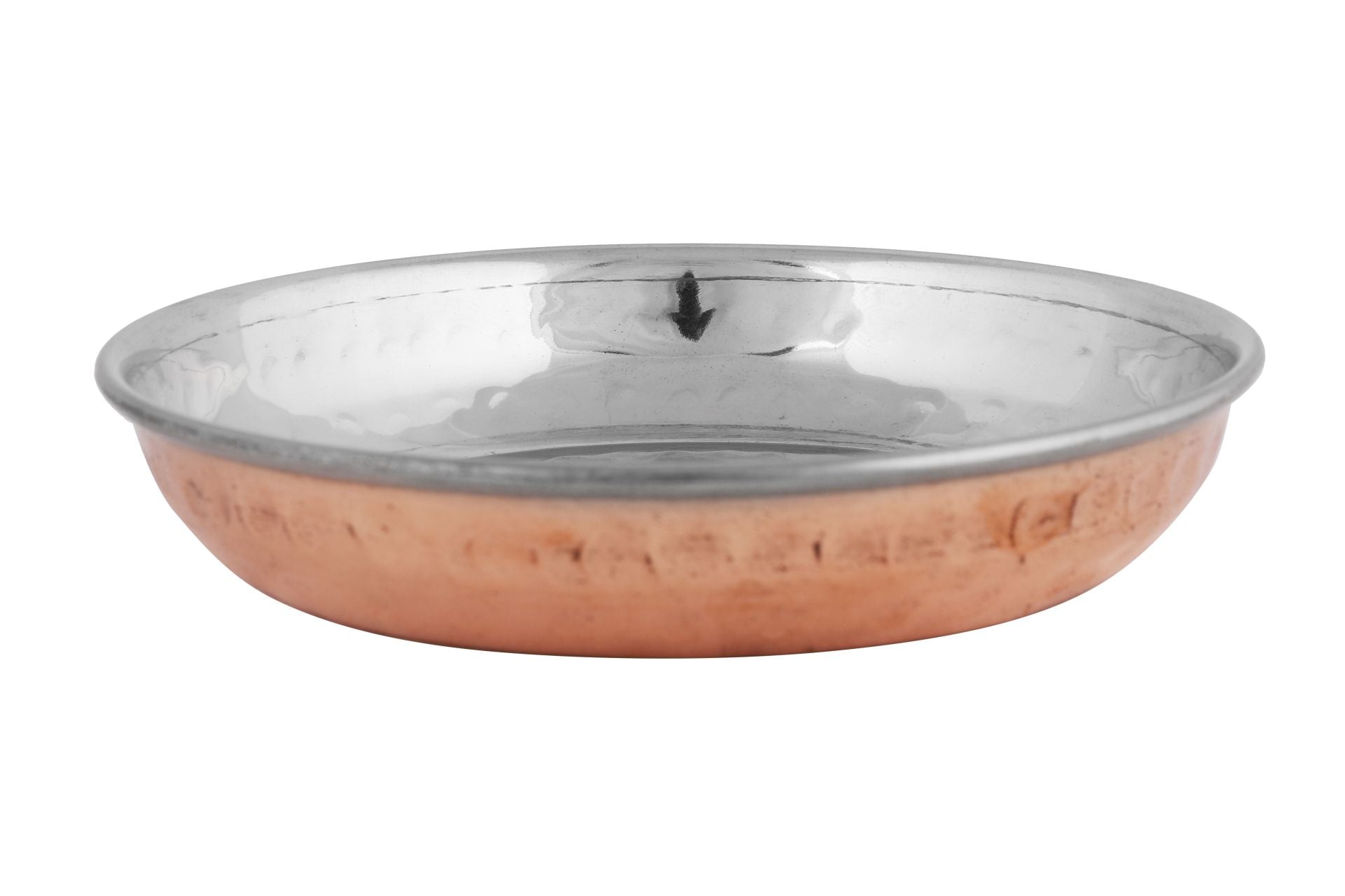 Copper Stainless Steel Hammered Halwa Plate or Dessert Plate, 150 ML, Round, D/W, 4.75