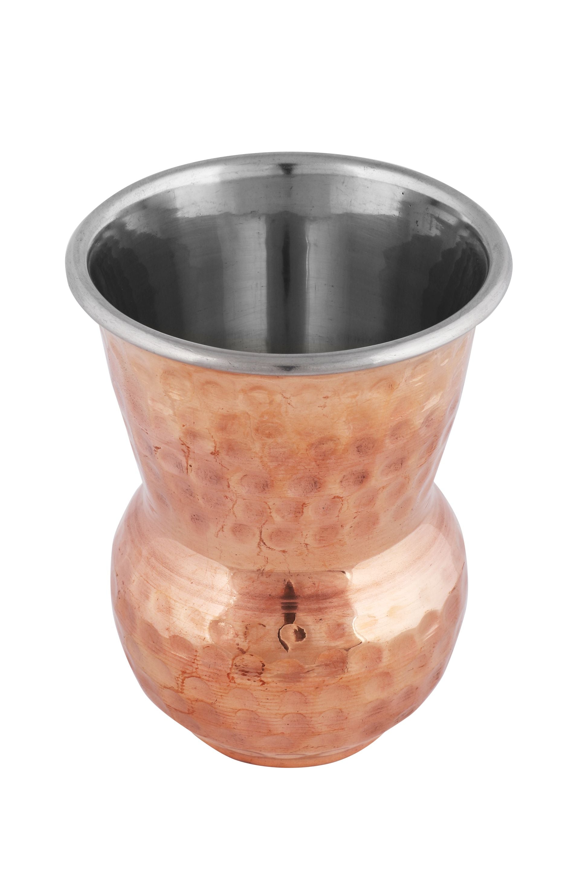 Copper Stainless Steel Hammered Double Wall Glass / Tumbler, 350 ML