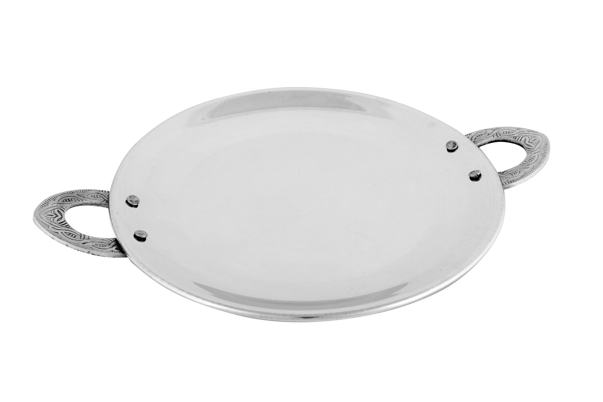 Stainless Steel Hammered Tawa Platter with Handle #1, 7, Double Wall