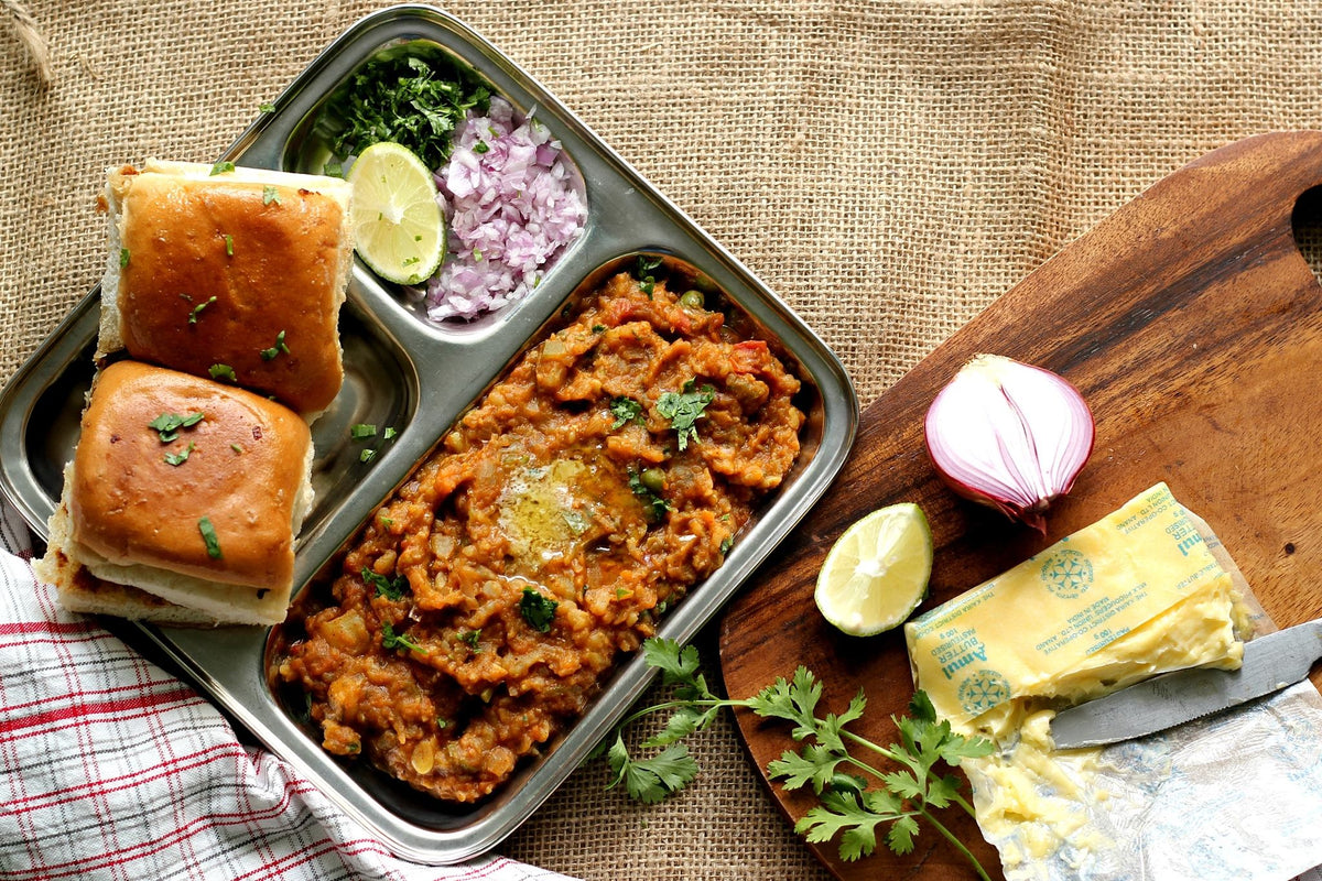 Assiette carrée en acier inoxydable Pav Bhaji Thali, 8,3