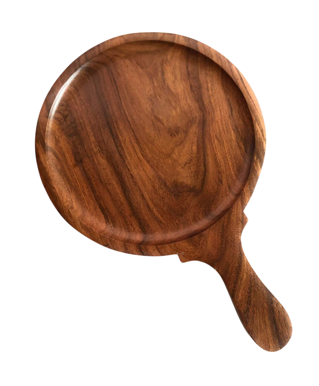 Wooden Round Pizza Serving Bat with Handle, 7, Heavy Duty