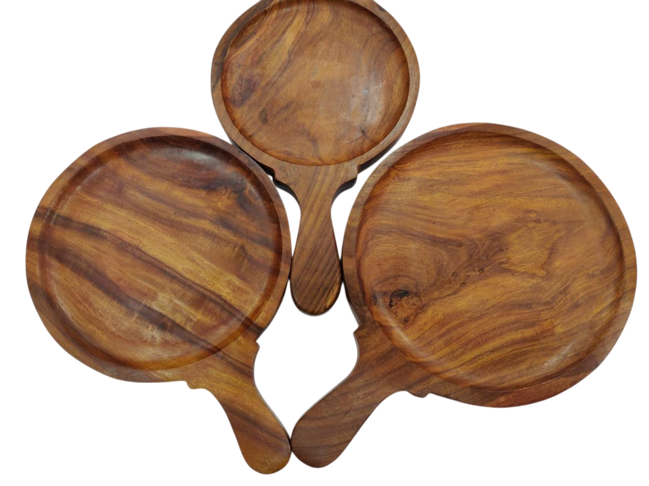 Wooden Round Pizza Serving Bat with Handle, 7, Heavy Duty