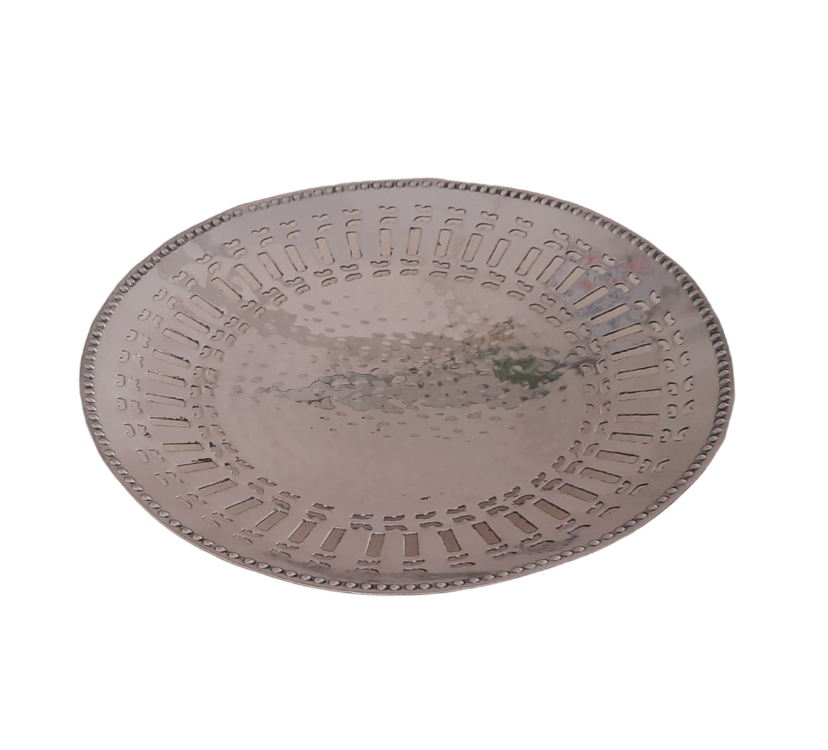 Présentoir à fruits rond en acier inoxydable, plateau de table, finition martelée, 23,5 cm