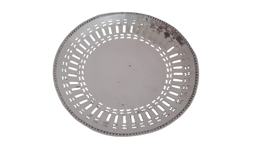 Présentoir à fruits rond en acier inoxydable, plateau de table, finition martelée, 23,5 cm