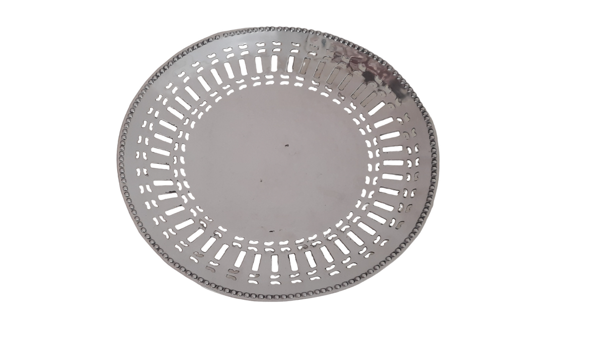 Présentoir à fruits rond en acier inoxydable, plateau de table, finition martelée, 23,5 cm
