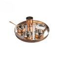 Copper Stainless Steel D/W Hammered Round Thali Set, Set of 7 Pieces Thali, 13