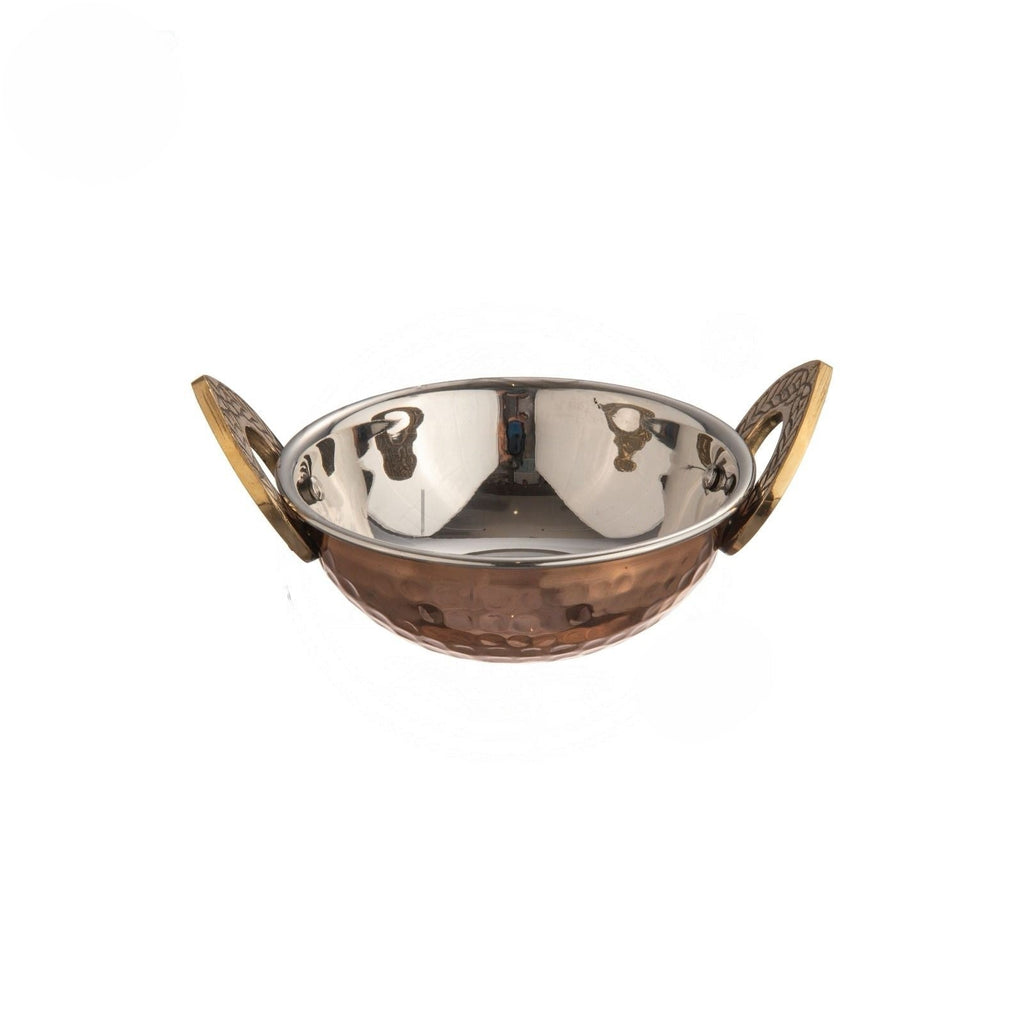 Mini Copper/Stainless Steel Hammered Kadhai or Karahi for Serving #0, 175 ML, D/W, 4.3