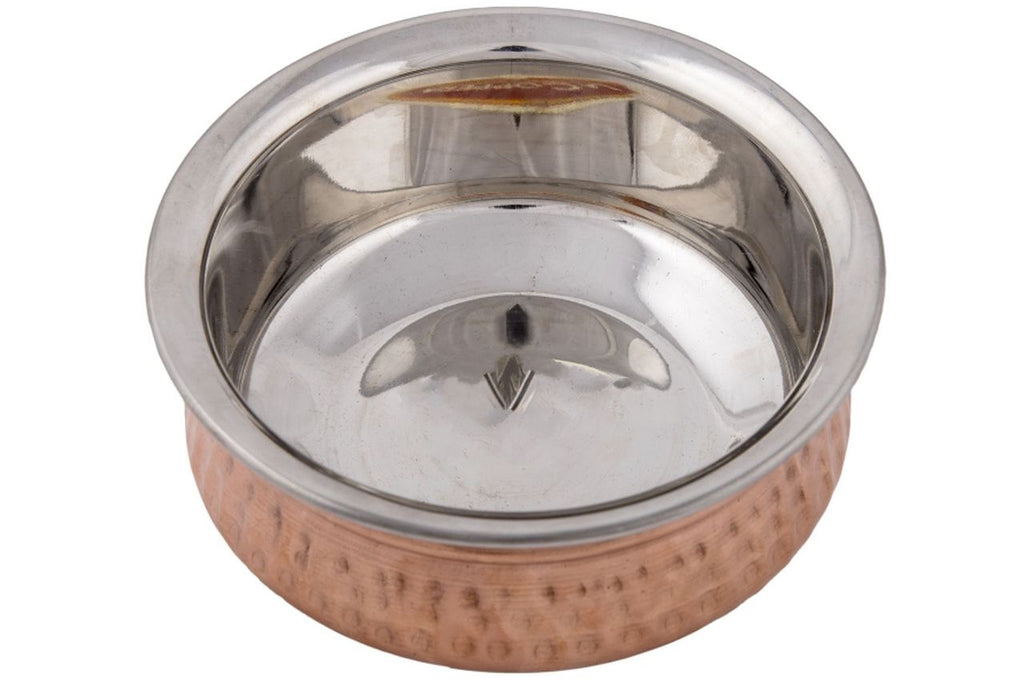 Copper/Stainless Steel Hammered Mini Handi Bowl for Serving #00, 175 ML, D/W, 3.75