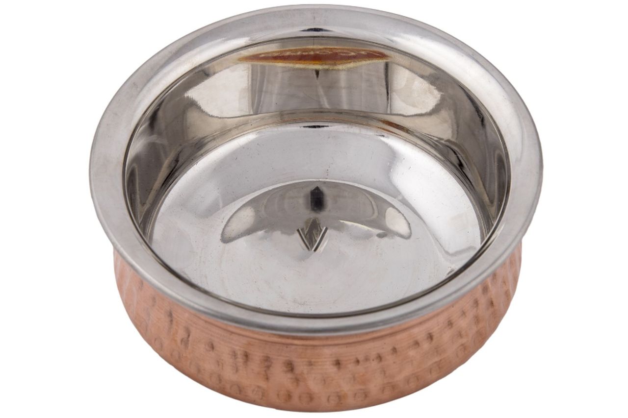 Copper/Stainless Steel Hammered Mini Handi Bowl for Serving #00, 175 ML, D/W, 3.75