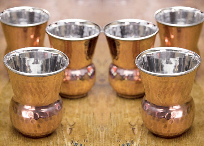 Copper Stainless Steel Hammered Double Wall Glass / Tumbler, 350 ML