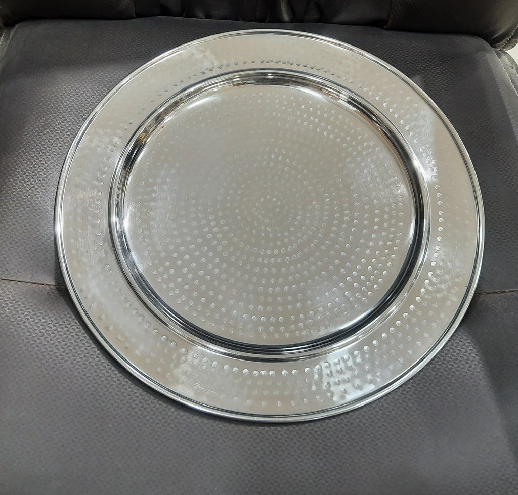 Hammered Stainless Steel Round Charger Plate, 13 Diameter