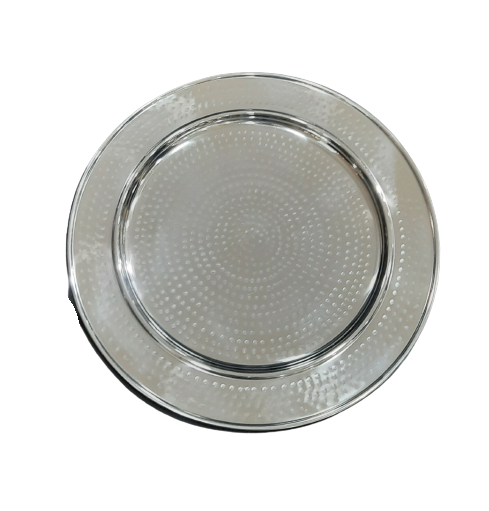 Hammered Stainless Steel Round Charger Plate, 13 Diameter