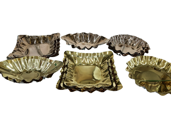 Gold Finish Square Shape Decorative Platter, Stainless Steel