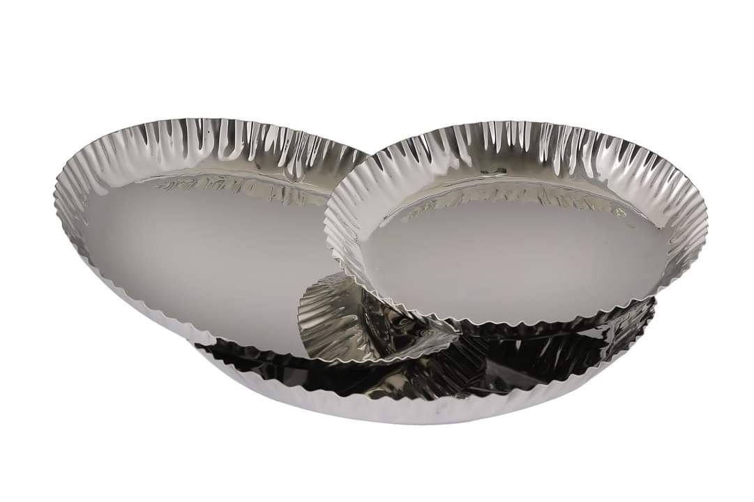 Plateau décoratif rond en acier inoxydable pour cadeaux