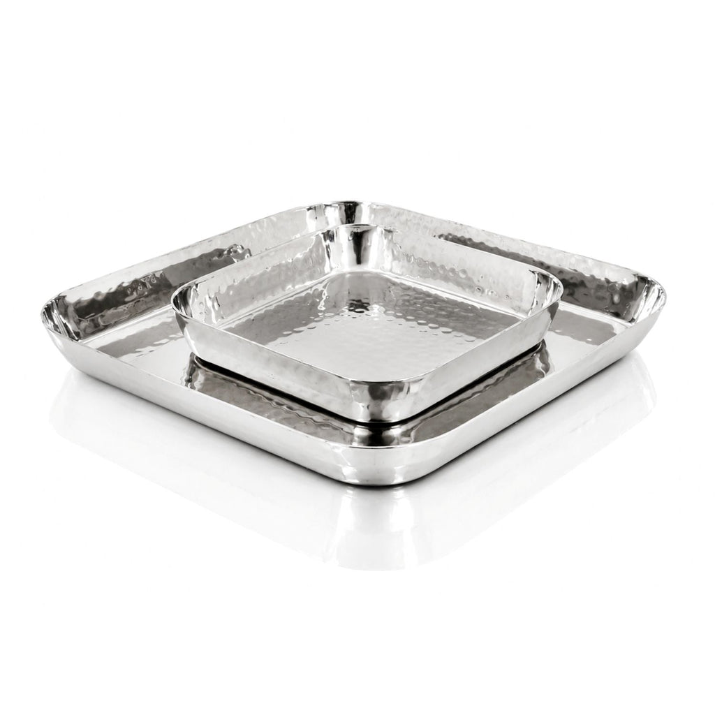 Plat carré martelé en acier inoxydable, 7 x 7, qualité supérieure